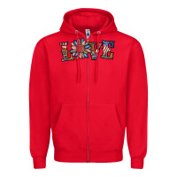 Red love american sunflower Zipper Hoodie - BundleAndBundleShop