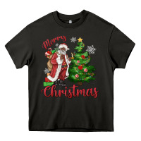 Asphalt Merry Christmas Black Santa Heavy Core Tee - MaliasSmallBusiness