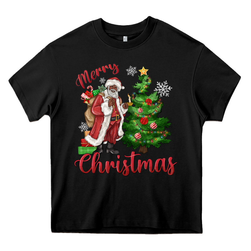 Merry Christmas Black Santa Heavy Core Tee by MaliasSmallBusiness | Teevron