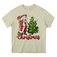 Mossy Merry Christmas Black Santa Heavy Core Tee - MaliasSmallBusiness