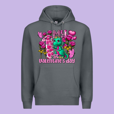 My First Valentine's Day Dragon Premium Hoodie Designed By Fadigitalartstudio