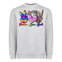 Heather Grey Peace love rock Heavyweight Sweatshirt - FaDigitalArtStudio