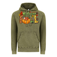 Vintage Olive Welcome Fall Vintage Hoodie - NancyCooperArtShop
