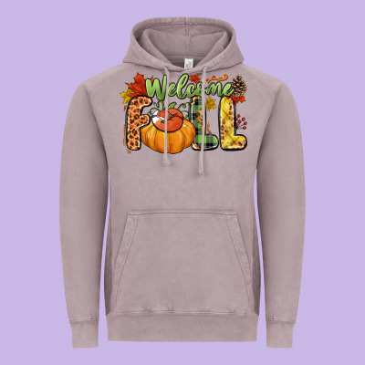 Welcome Fall Vintage Hoodie Designed By Nancycooperartshop