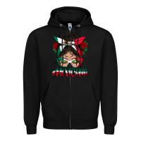 Black mexicana messy bun mama Zipper Hoodie - BundleAndBundleShop