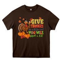 Chocolate Brown give thanks for a little and you will find a lot Heavy Core Tee - MaliasSmallBusiness