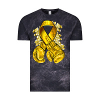 Cloud Black Childhood Cancer yellow ribbon with boxing gloves Vintage Tee - NancyCooperArtShop