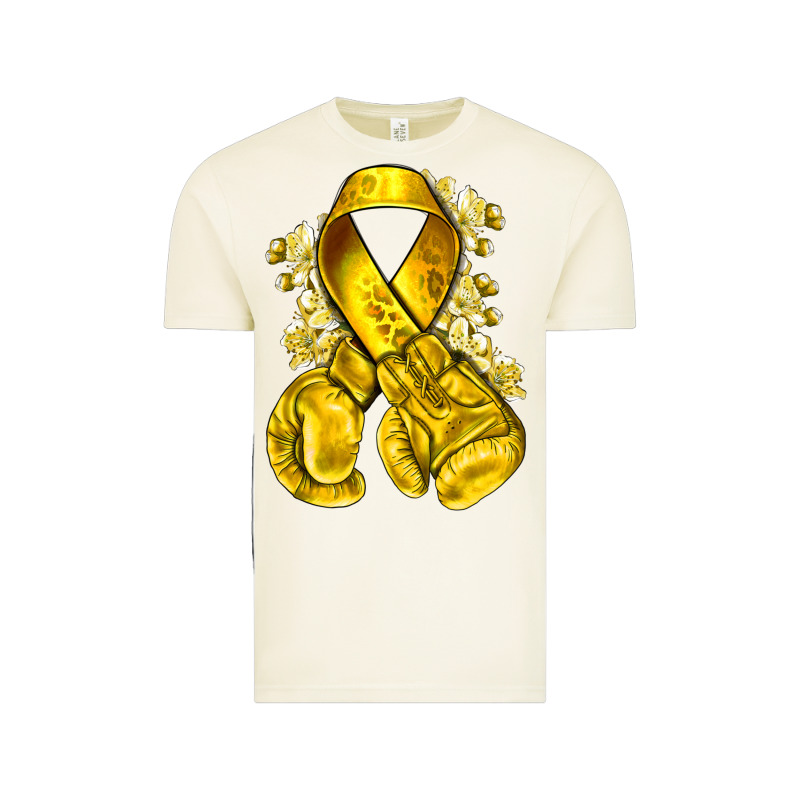 Childhood Cancer Yellow Ribbon With Boxing Gloves Vintage Tee by NancyCooperArtShop | Teevron