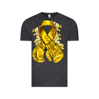 Vintage Black Childhood Cancer yellow ribbon with boxing gloves Vintage Tee - NancyCooperArtShop