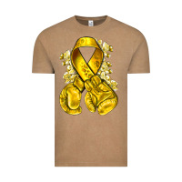 Vintage Coffee Childhood Cancer yellow ribbon with boxing gloves Vintage Tee - NancyCooperArtShop