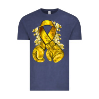 Vintage Denim Childhood Cancer yellow ribbon with boxing gloves Vintage Tee - NancyCooperArtShop
