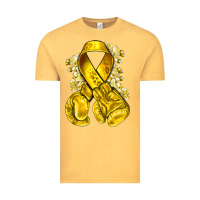 Vintage Mustard Childhood Cancer yellow ribbon with boxing gloves Vintage Tee - NancyCooperArtShop