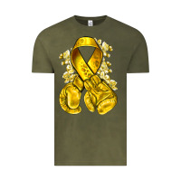 Vintage Olive Childhood Cancer yellow ribbon with boxing gloves Vintage Tee - NancyCooperArtShop