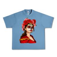Pebble Blue Sugar skull girl Urban Heavy Tee - NancyCooperArtShop