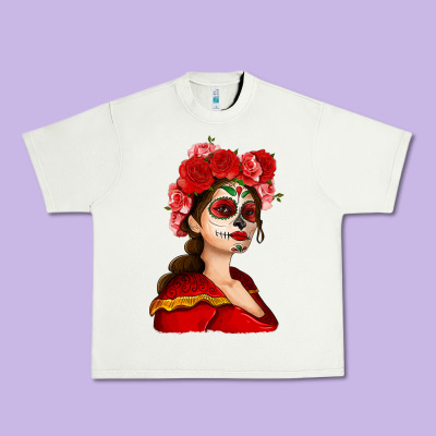 Sugar Skull Girl Urban Heavy Tee Designed By Nancycooperartshop