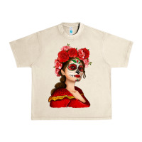Sandshell Sugar skull girl Urban Heavy Tee - NancyCooperArtShop