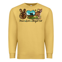 Antique Gold Peace Love Bengal Cat Premium Sweatshirt - LillyAllenDesigns