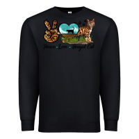 Black Peace Love Bengal Cat Premium Sweatshirt - LillyAllenDesigns