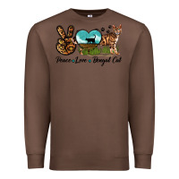 Chestnut Peace Love Bengal Cat Premium Sweatshirt - LillyAllenDesigns