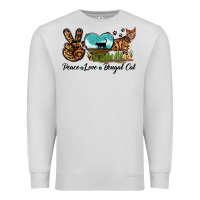 Dove Grey Peace Love Bengal Cat Premium Sweatshirt - LillyAllenDesigns