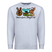 Heather Grey Peace Love Bengal Cat Premium Sweatshirt - LillyAllenDesigns