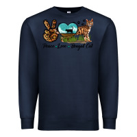 Navy Peace Love Bengal Cat Premium Sweatshirt - LillyAllenDesigns
