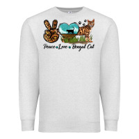 Oatmeal Heather Peace Love Bengal Cat Premium Sweatshirt - LillyAllenDesigns