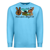 Ocean Blue Peace Love Bengal Cat Premium Sweatshirt - LillyAllenDesigns