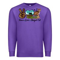 Purple Peace Love Bengal Cat Premium Sweatshirt - LillyAllenDesigns