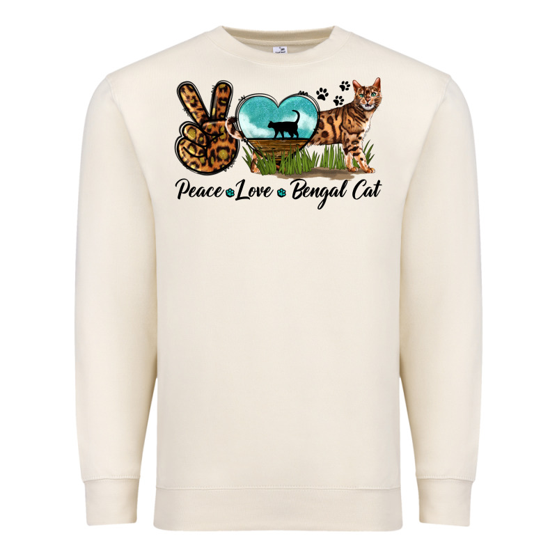 Peace Love Bengal Cat Premium Sweatshirt by LillyAllenDesigns | Teevron