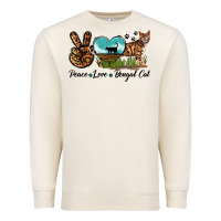 Sandshell Peace Love Bengal Cat Premium Sweatshirt - LillyAllenDesigns