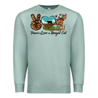 Seafoam Peace Love Bengal Cat Premium Sweatshirt - LillyAllenDesigns