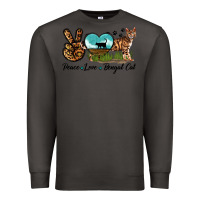 Smoke Peace Love Bengal Cat Premium Sweatshirt - LillyAllenDesigns