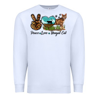 White Peace Love Bengal Cat Premium Sweatshirt - LillyAllenDesigns