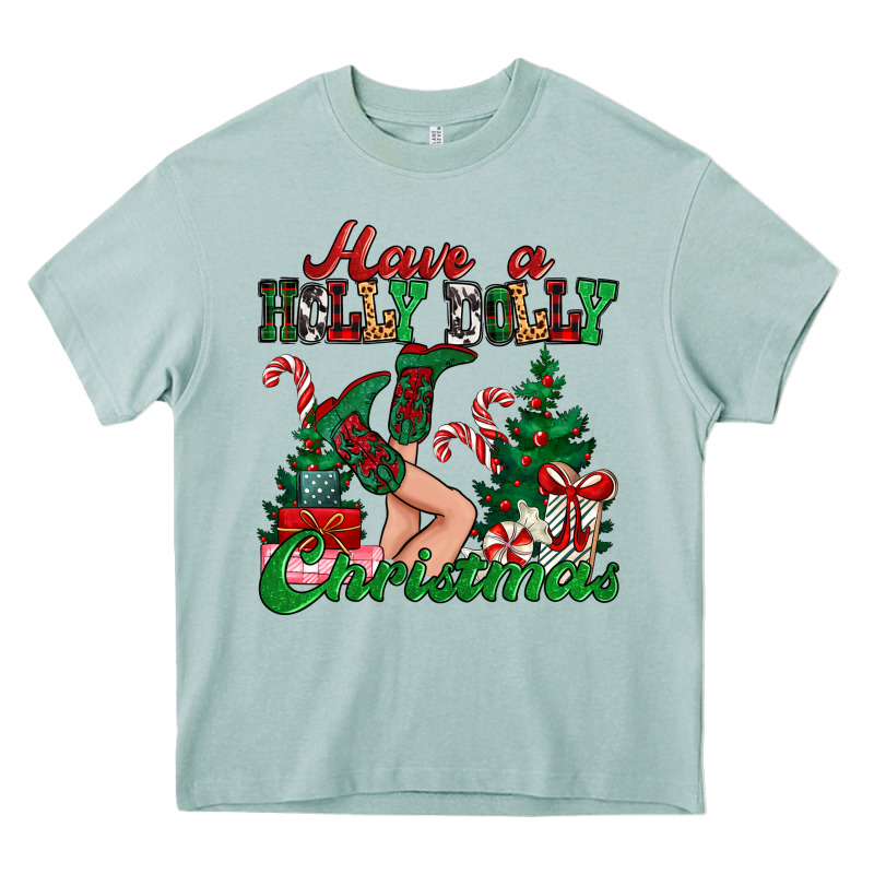 Have A Holly Dolly Christmas Heavy Core Tee by MaliasSmallBusiness | Teevron