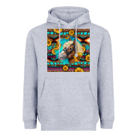 Heather Grey Haflinger Horse Aztec Heavyweight Hoodie - LillyAllenDesigns