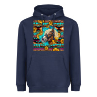 Navy Haflinger Horse Aztec Heavyweight Hoodie - LillyAllenDesigns