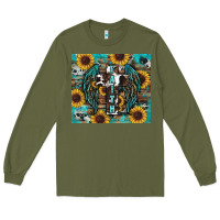 Army Green western faith sunflower's Long Sleeve Tee - RanaPortraitStore