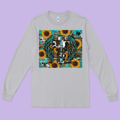 Western Faith Sunflower's Long Sleeve Tee Designed By Ranaportraitstore
