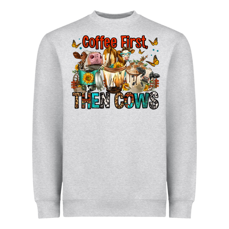 Coffee First Then Cows Heavyweight Sweatshirt by FaDigitalArtStudio | Teevron