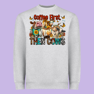Coffee First Then Cows Heavyweight Sweatshirt Designed By Fadigitalartstudio
