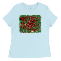 Baby Blue christmas background Ladies Tee - RanaPortraitStore