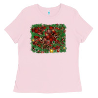 Bubblegum Pink christmas background Ladies Tee - RanaPortraitStore