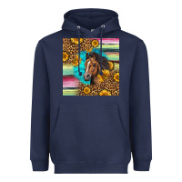 Navy quarter horse aztec pattern Heavyweight Hoodie - LillyAllenDesigns