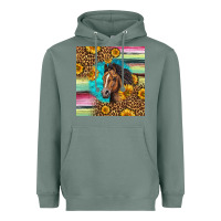 Sage quarter horse aztec pattern Heavyweight Hoodie - LillyAllenDesigns
