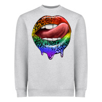 Heather Grey rainbow lips pride Heavyweight Sweatshirt - FaDigitalArtStudio