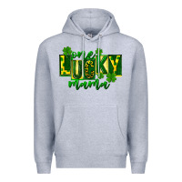 Heather Grey one lucky mama st patricks Premium Hoodie - FaDigitalArtStudio