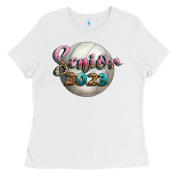 White volleyball senior 2023 Ladies Tee - BundleAndBundleShop