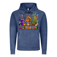 Vintage Denim Happy Hallothanksmas Vintage Hoodie - texasbilliewilder