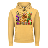 Vintage Mustard Happy Hallothanksmas Vintage Hoodie - texasbilliewilder